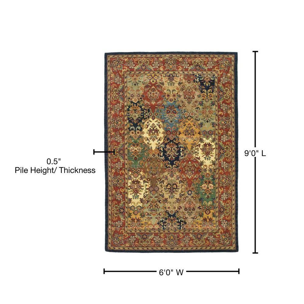 Handmade Multi/Burgundy Tufted Wool Oval 6' x 9' Area Rug