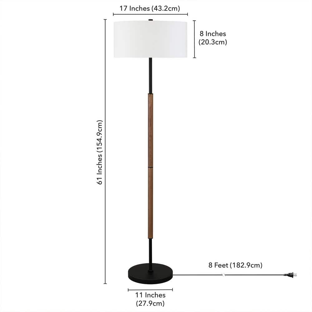 Contemporary 61" Blackened Bronze/Rustic Oak Smart Floor Lamp