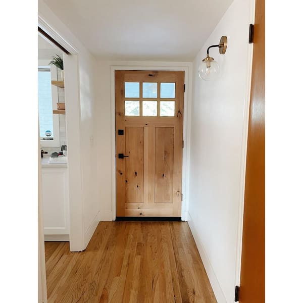 36 in. x 80 in. Craftsman Knotty Alder Left-Hand/Inswing 6 Lite Beveled Clear Glass Unfinished Wood Prehung Front Door