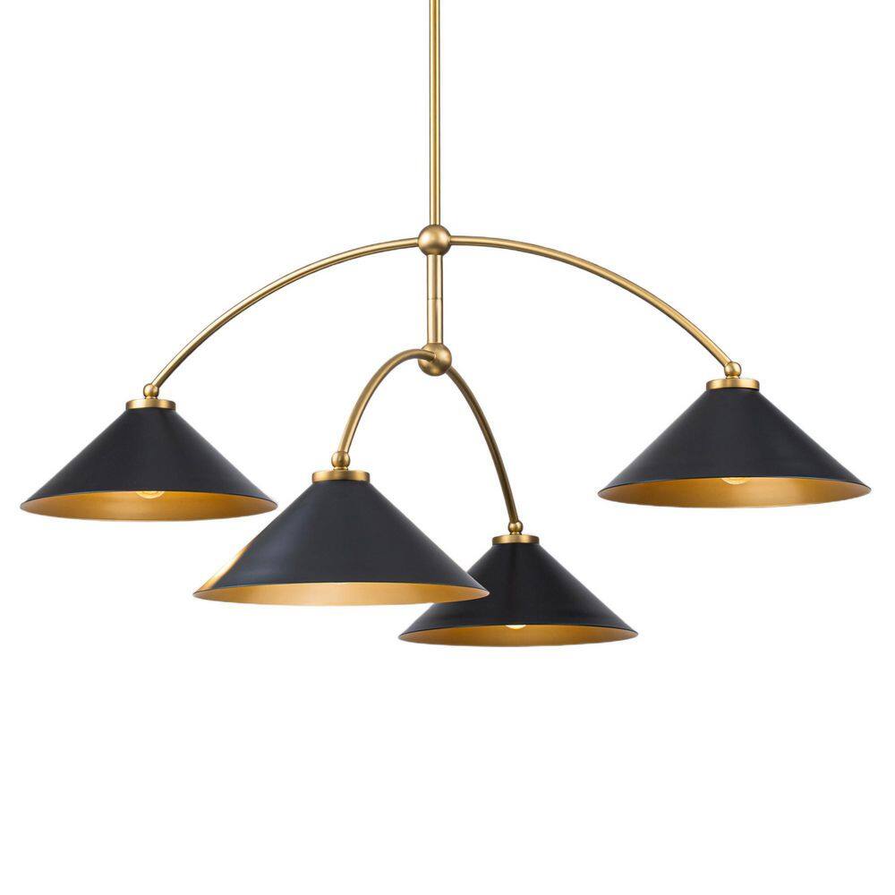 Lani 4-Light Sputnik Modern Brushed Gold and Matte Black Large Chandelier with Cone Shades, Adjustable Hanging Height price history on PriceWatchPro