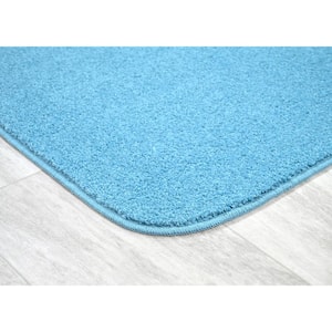 Gramercy 17 in. x 24 in. Basin Blue Solid Color Plush Rectangle Bath Rug