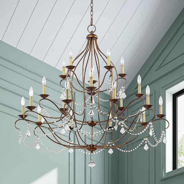 Langdon 20 Light Hand Applied Venetian Golden Bronze Chandelier
