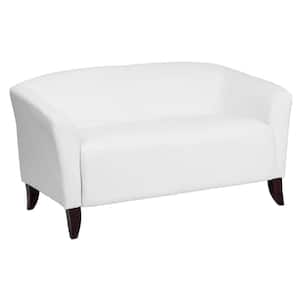 Hercules Imperial 52 in. White Faux Leather 2-Seat Loveseat with Square Arms