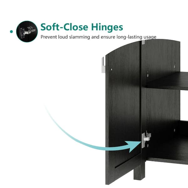 24 in. W x 18.1 in. D x 31.7 in. H Single Sink Black Bath Vanity with Black Solid Surface Top Gold/Black Sink