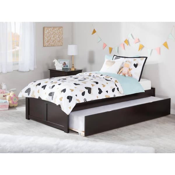 AFI Concord Twin Extra Long Bed with Footboard and Twin Extra Long Trundle in Espresso