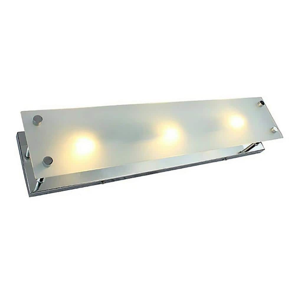 25.6 in. 3-Light Chrome Vanity Light with Textured Frosted Glass Shades