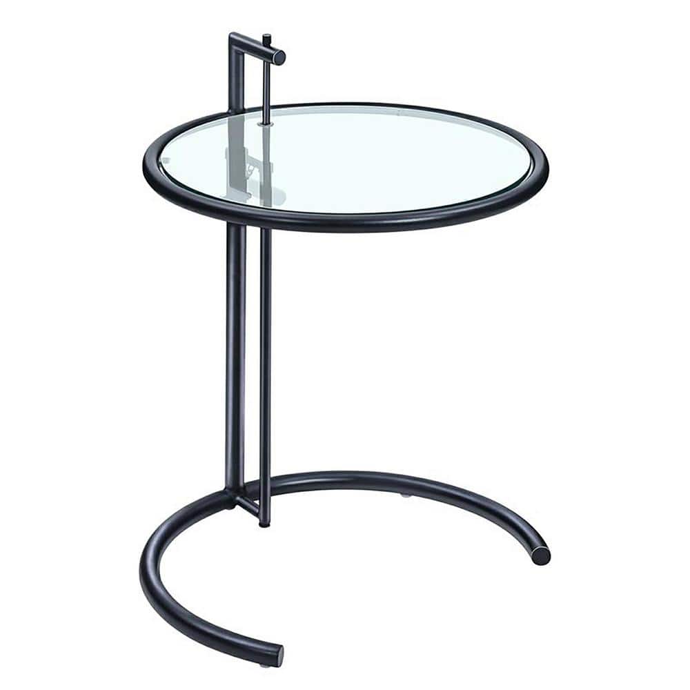 19.88 in. Black Rectangle Tempered Glass Coffee Table, Round Coffee