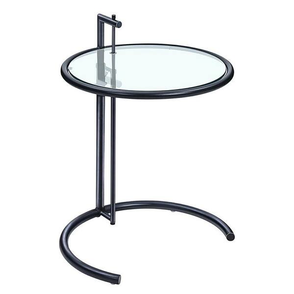 19.88 in. Black Rectangle Tempered Glass Coffee Table, Round Coffee