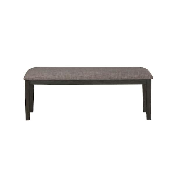 Benjara 16.5 in. Gray and Beige Backless Bedroom Bench with Fabric Upholstered Seat