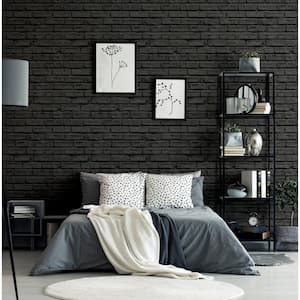 Self Adhesive Peel and Stick Wallpaper 3D Black Whits Brick Home Restroom Decor 