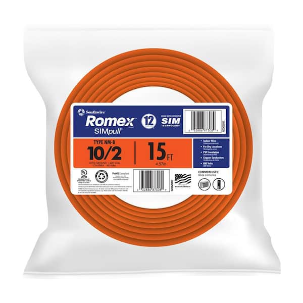 15 ft. 10/2 Solid Romex SIMpull CU NM-B W/G Wire