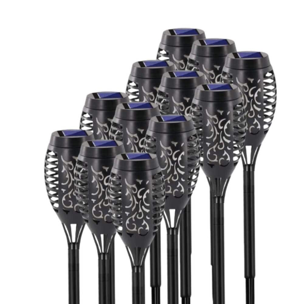 12 Pack Black ABS Solar Torch Lights with Flickering Flame Waterproof Outdoor Garden Yard Patio Decorations price history on PriceWatchPro