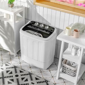 1.5 cu. ft. Portable Semi-Automatic Twin Tub Washer and Dryer Combo Machine in Black with Built-In Drain Pump