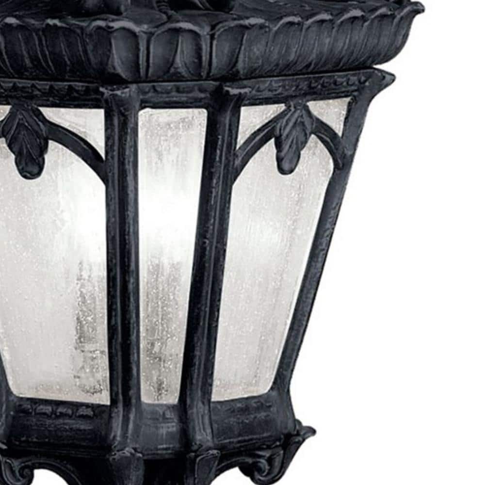 Textured Black 3-Light Outdoor Hanging Pendant with Clear Glass