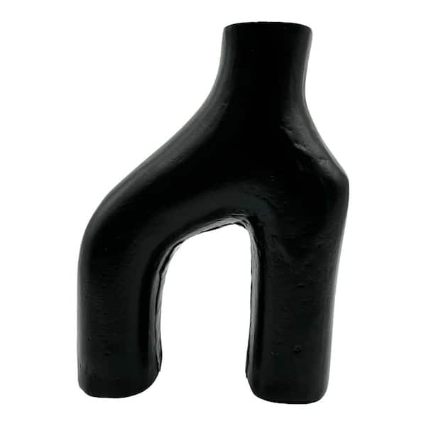 castellousa Abstract Sculptural Aluminum Vase in Black