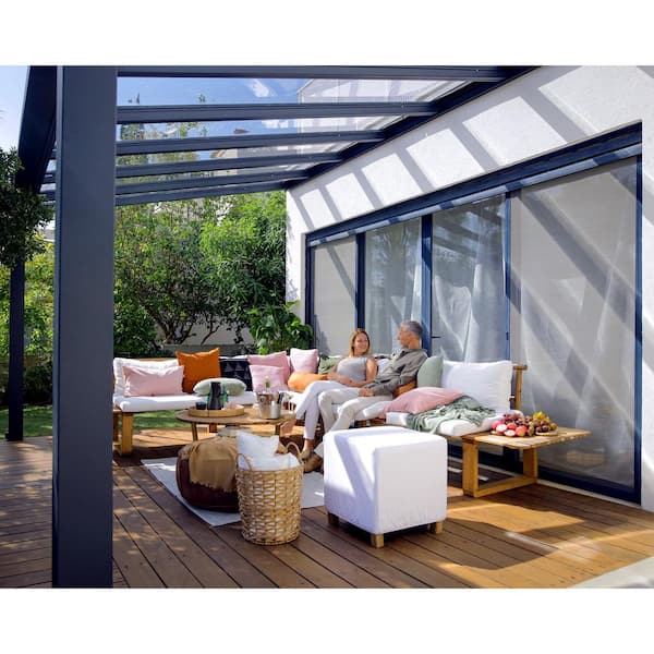 Stockholm 11 ft. x 17 ft. Gray/Clear Aluminum Patio Cover and Wall Mounted Shade Structure