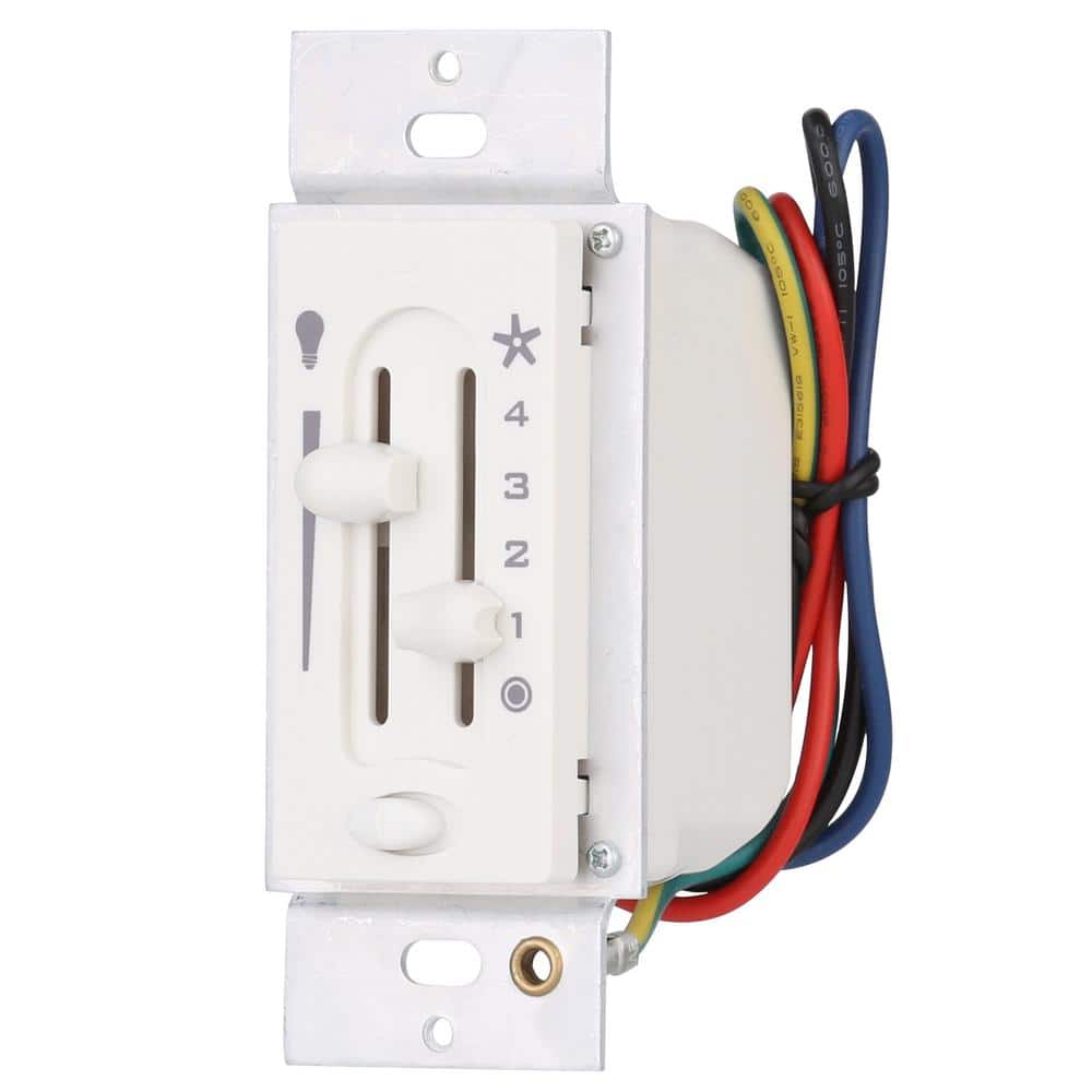 White Dual Slide Fan and Light Wall Control Switch