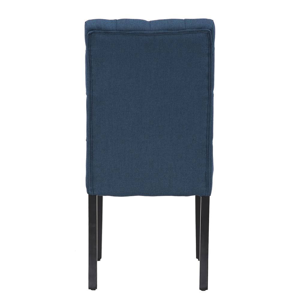 High-Back Parsons Side Chair in Soft Blue Linen Upholstery