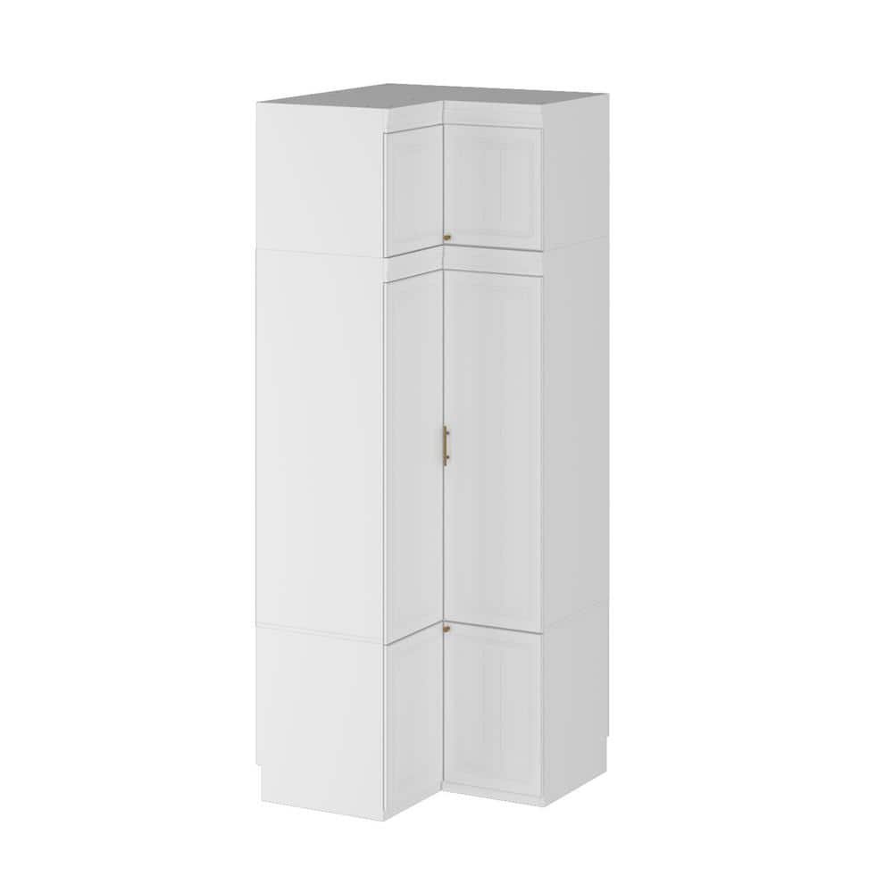 White Wood 35.4 in. W 6-Door Corner Wardrobe Armoires with Hanging Rod, Storage Shelves 93.9 in. H x 35.4 in. D - thumbnail 4