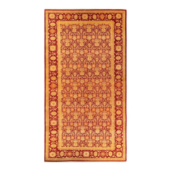 Eclectic Red 8 x 16 Floral Wool Indoor Runner Rug