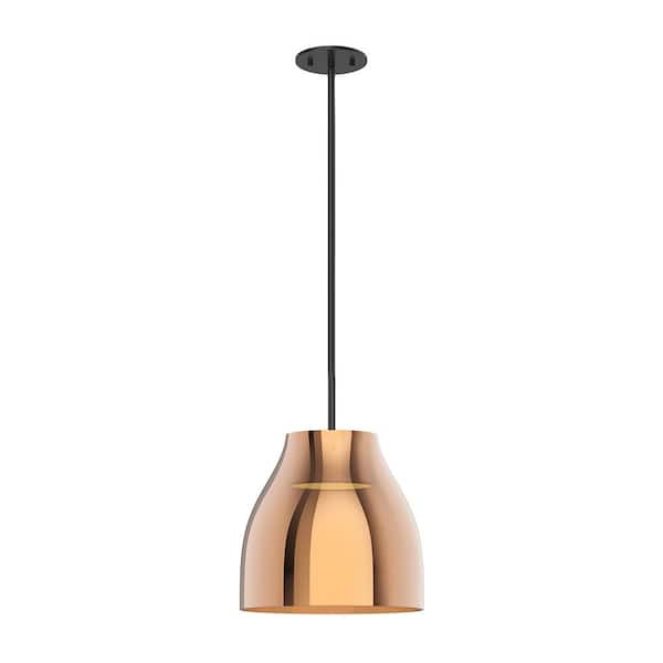 KUZCO Trinity 12 in. 1 Light 21-Watt Black/Copper Integrated LED Pendant Light