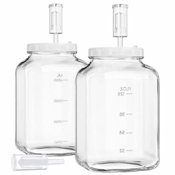 2-Pack 1.5 Gal. Large Fermentation Jar Set with Airtight Lids and Airlocks, Wide Mouth Glass Mason Jar, Mead Making Kit