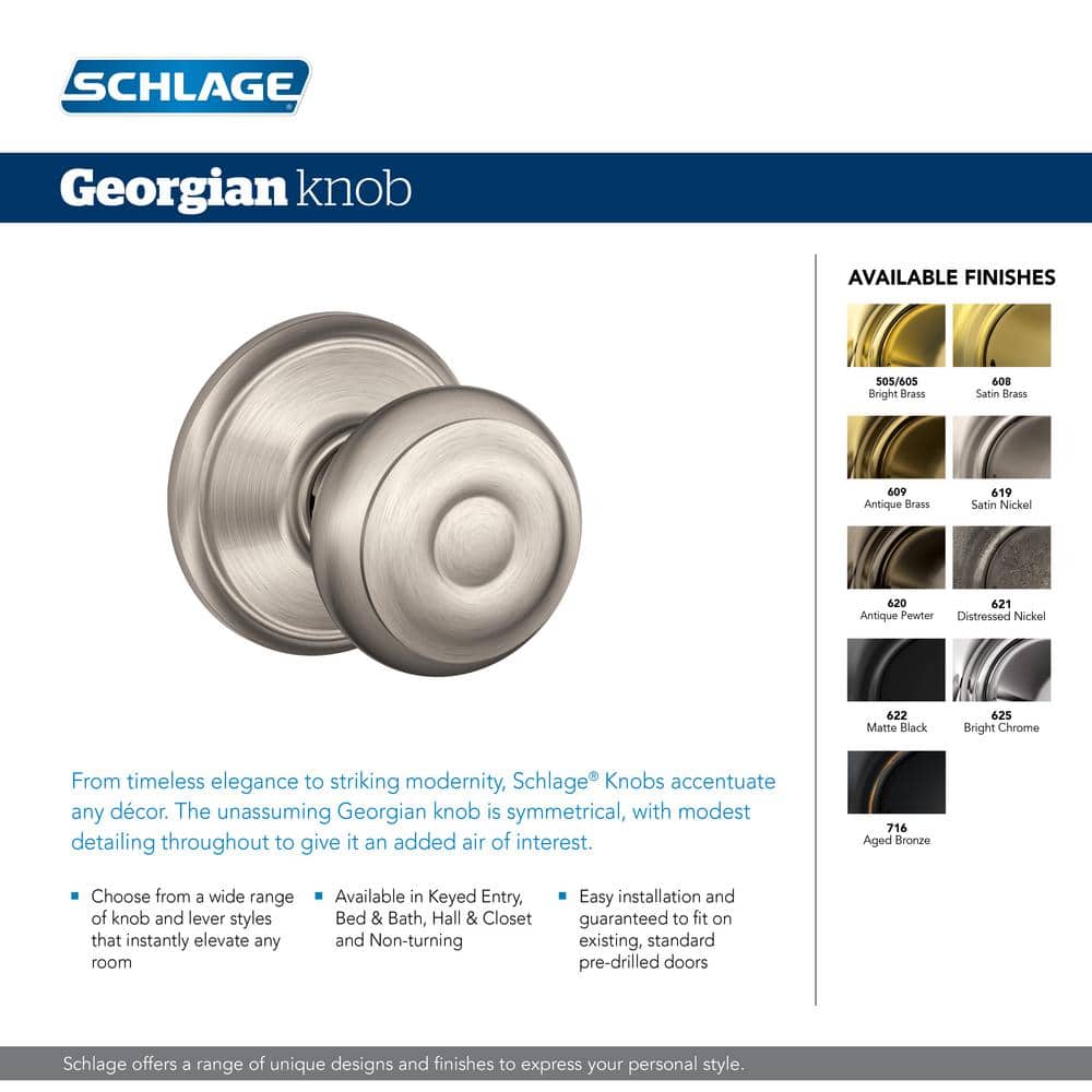 Georgian Antique Brass Keyed Entry Door Knob for Residential and Commercial Use