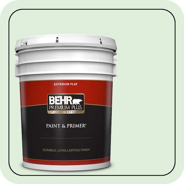 BEHR PREMIUM PLUS 5 gal. #450C-2 Breath of Spring Flat Exterior Paint & Primer
