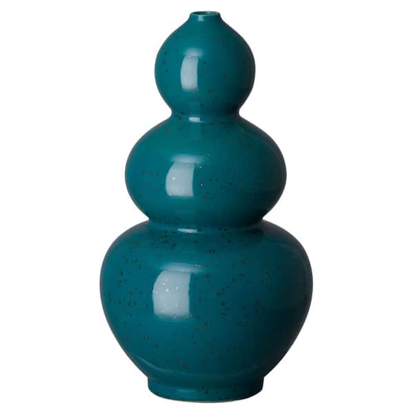 Emissary 19 in. Double Gourd Lagoon Speckle Blue Porcelain Vase