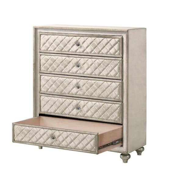 【送料無料】Veal 12 Drawer Chest - BEIGE Acme Furniture Lucienne Beige Velvet 5 18 in. Chest of
