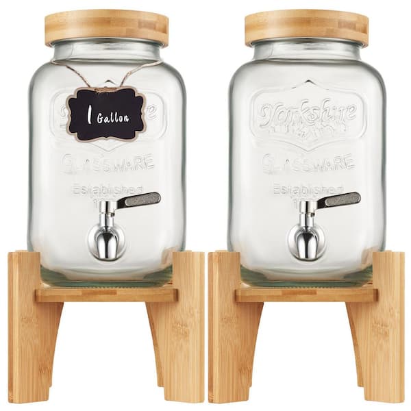 SVOPES 2.5 gal. Beverage Dispenser, Glass Drink Dispenser with Stainless Steel Spigot, Iced Tea Lemonade Juice Dispenser