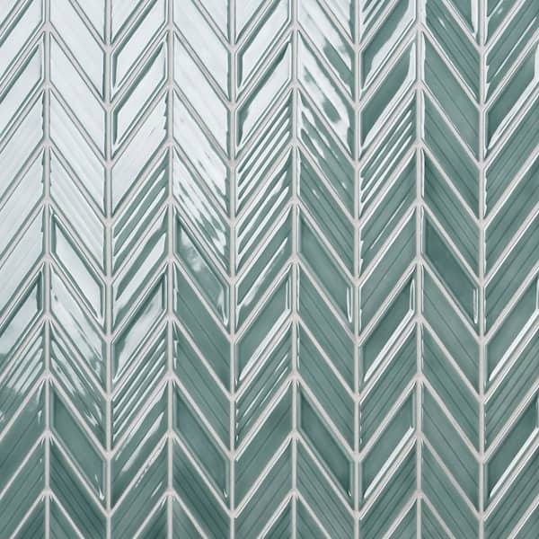 Ivy Hill Tile Medley Chevron Marine Blue 11.22 in. x 11.81 in. Glossy Ceramic Mosaic Wall Tile (0.92 sq. ft./Each)