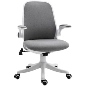 24.5 in. x 23.5 in. x 38.5 in. Grey Polyester Swivel Rocker Task Chair with Arms