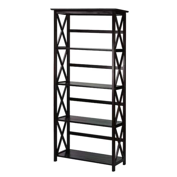 Casual Home 63 in. Espresso Wood 4-shelf Etagere Bookcase with Open Storage