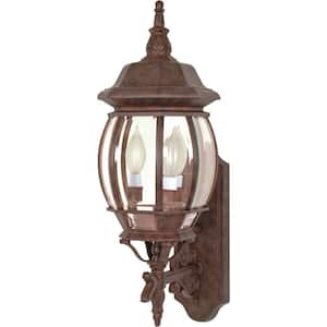 3-Light - 22 in. Wall Lantern Sconce with Clear Beveled Glass Old Bronze