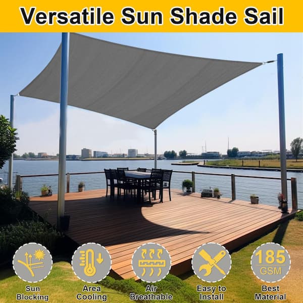 10 ft. x 13 ft. Rectangle Sun Shade Sail - UV Block Canopy for Patio, Garden, Deck, Backyard, and Outdoor Activities