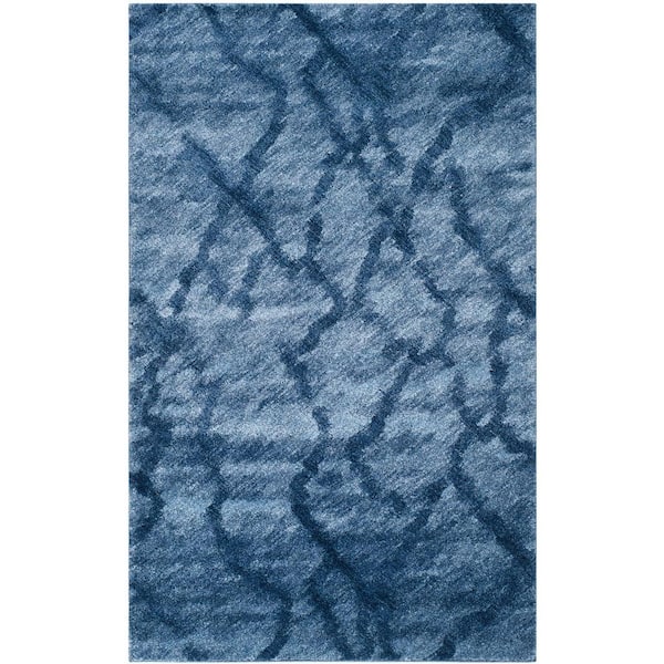 SAFAVIEH Retro Blue/Dark Blue 4 ft. x 6 ft. Abstract Area Rug