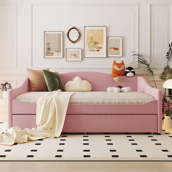 Pink Full Size Daybed with Light and Trundle