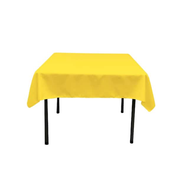 LA Linen 52 in. x 52 in. Light Yellow Polyester Poplin Square Tablecloth