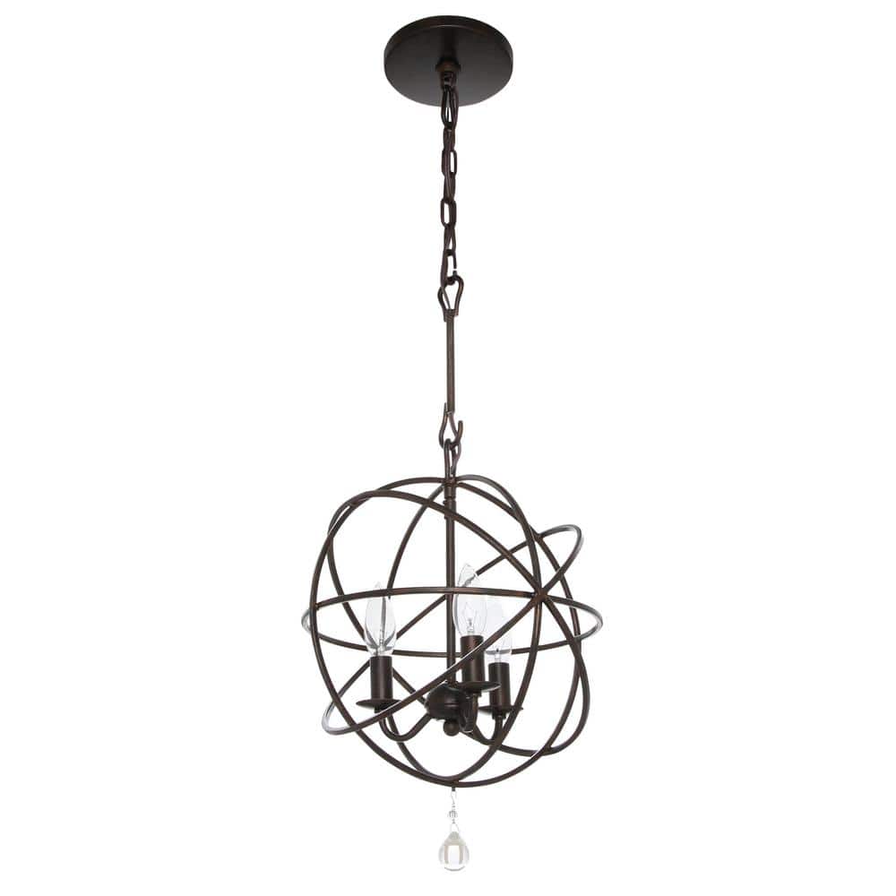 English Bronze Mini Chandelier with Clear Glass Beads