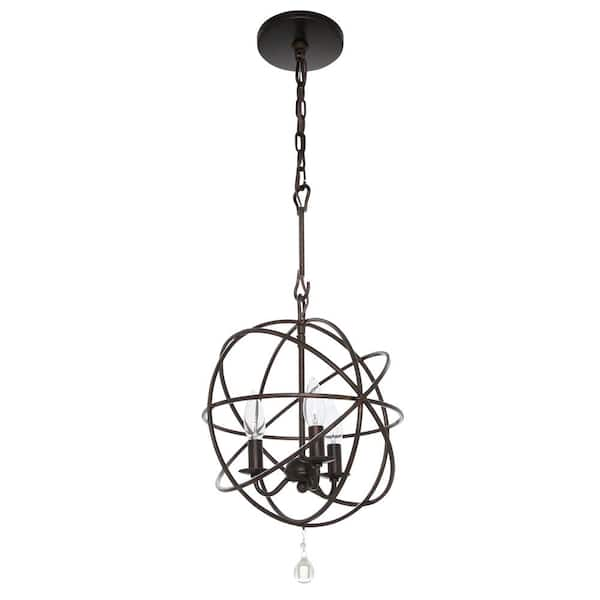 Crystorama Solaris Collection 3 Light English Bronze Indoor Orb Chandelier 9225 Eb The Home Depot