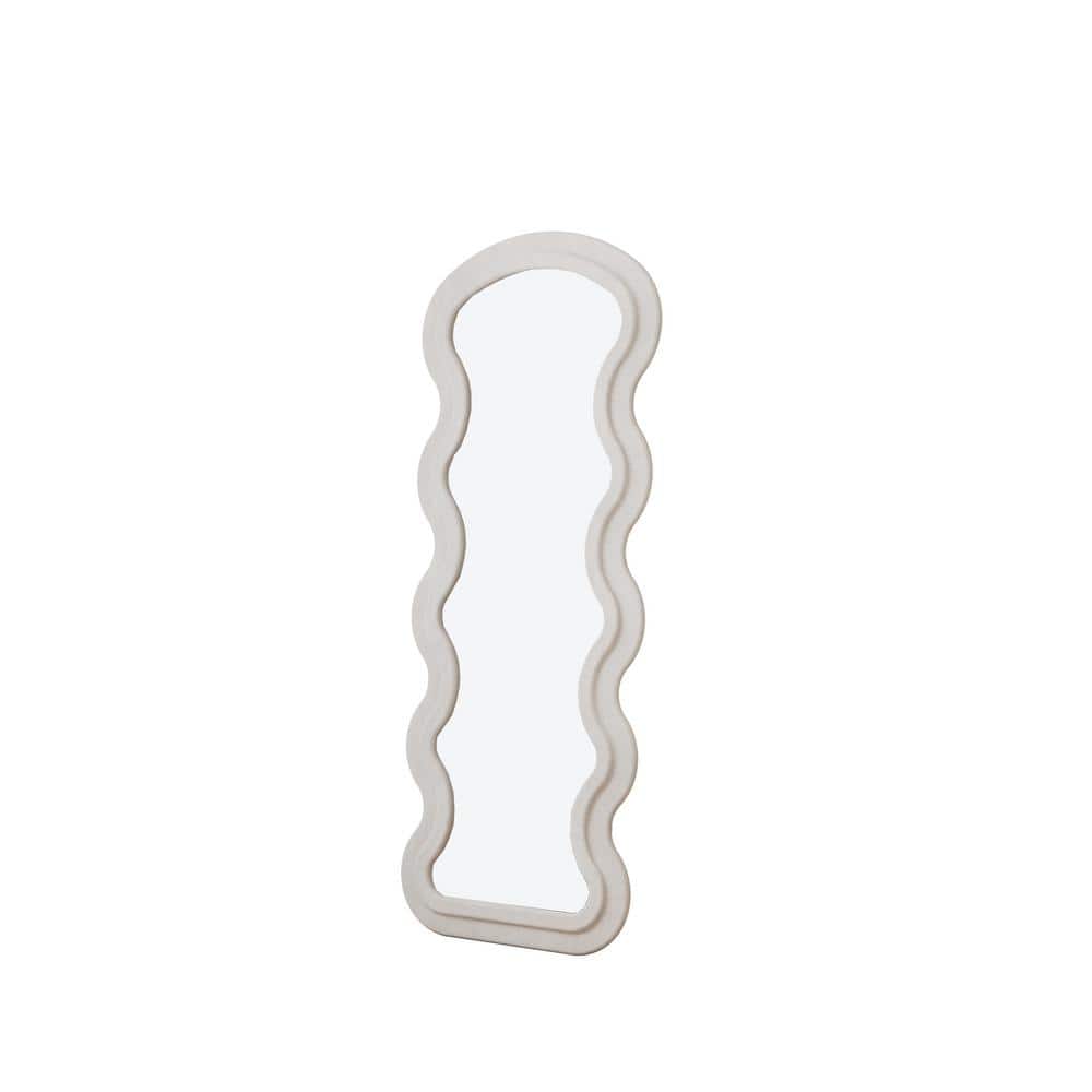Cream White 24 in. W x 63 in. H Wavy Flannel Full Length Mirror Perfect for