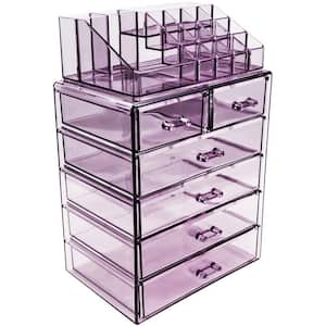 Freestanding 6-Drawer 6.25 in. x 14.25 in. 1-Cube Acrylic Cosmetic Organizer in Purple