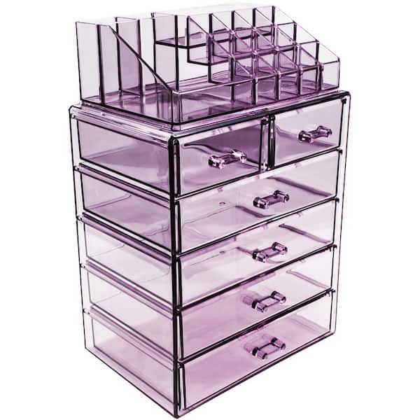 Sorbus Freestanding 6-Drawer 6.25 x in. 1-Cube Acrylic Cosmetic Organizer in Purple MUP-SET-42PU - The Home Depot