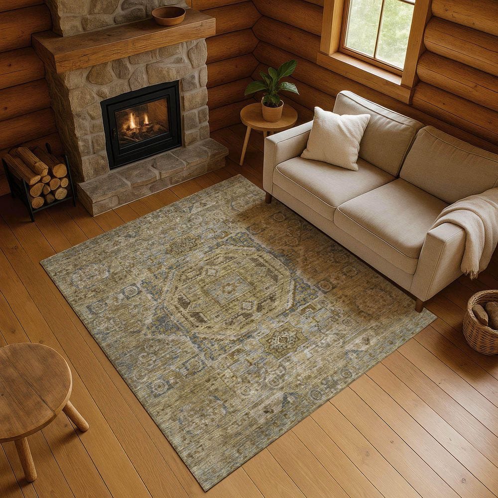 Mayfield Premium Machine Washable Abstract AMF1743 Brown 3 ft. x 4 ft. Area Rug price history on PriceWatchPro