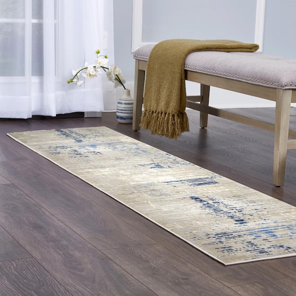 Melrose Lorenzo Grey/Blue 2 ft. x 7 ft. Indoor Runner Rug