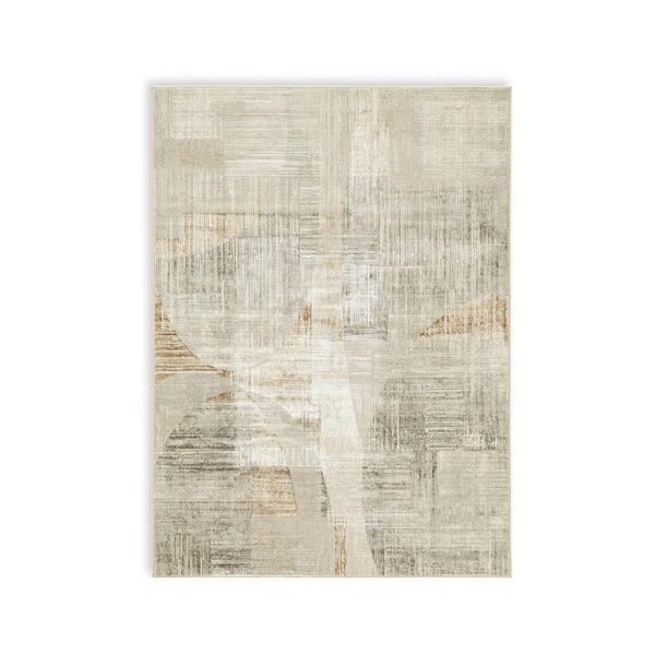Wony Gray and Caramel Beige 5 ft. x 7 ft. Geometric Area Rug