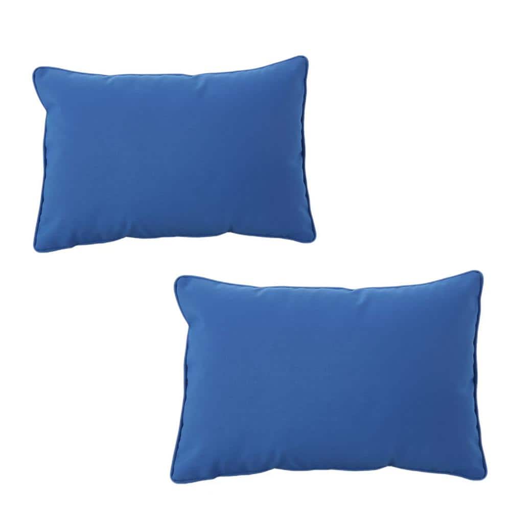 17 in. W x 10 in. H Outdoor Blue Water Resistant Fabric Bolster Pillow for 