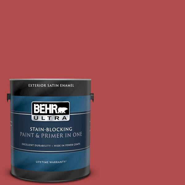 BEHR ULTRA 1 gal. #UL110-8 Carmine Red Satin Enamel Exterior Paint and Primer in One