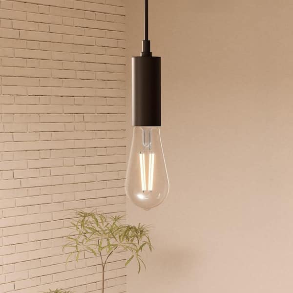 60-Watt Equivalent ST19 Dimmable Straight Filament Clear Glass Vintage Edison LED Light Bulb, Warm White (16-Pack)